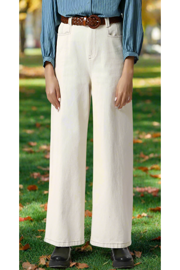 The Robbie Winter White High Rise Wide Leg Jeans