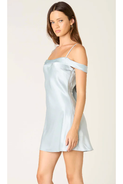 princess polly baby blue dress Tayla Mini Dress in Satin Daylight Blue