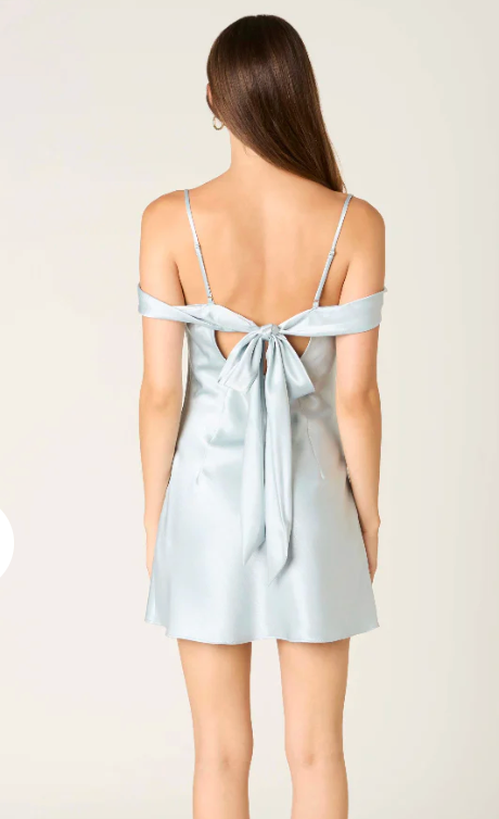 The Aries Ice Blue Satin Mini Dress