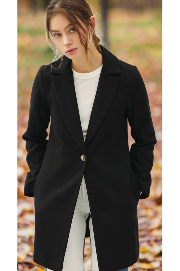 Weekly Deal The London Black Single Button Classic Coat