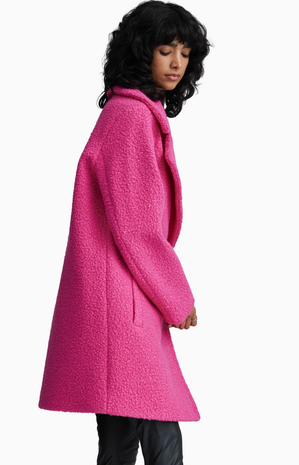 The Katie Hot Pink Double Breasted Boucle Coat