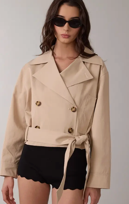 The Oslo Camel Cropped Belted Trench Jacket