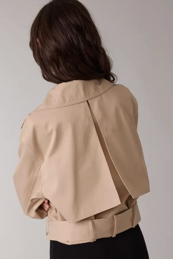The Oslo Camel Cropped Belted Trench Jacket