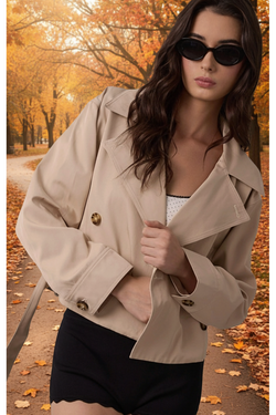 The Oslo Camel Cropped Belted Trench Jacket