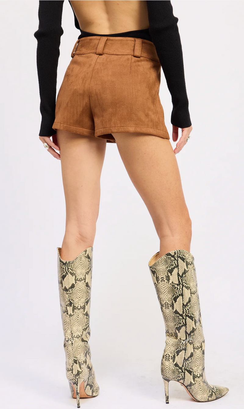 The Mae Brown Vegan Suede Shorts