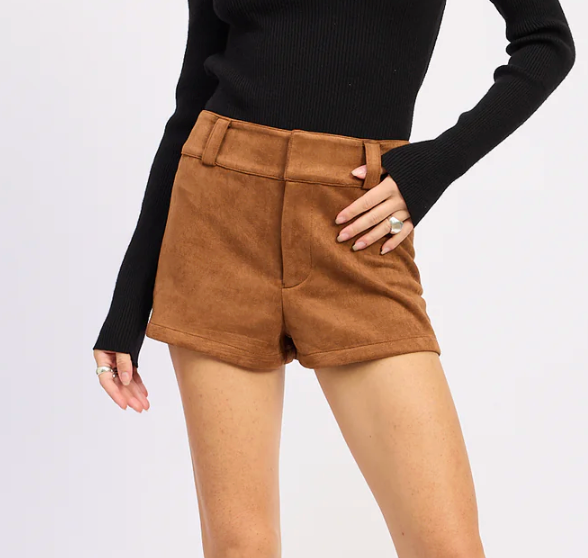 The Mae Brown Vegan Suede Shorts