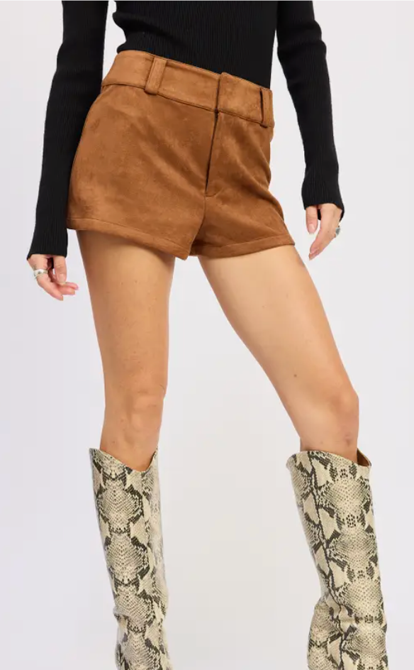 The Mae Brown Vegan Suede Shorts