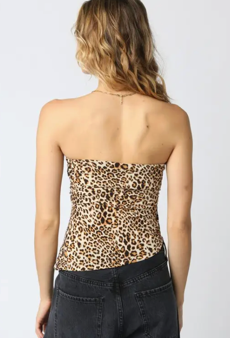 The Lexi Leopard Print Strapless Knit Top