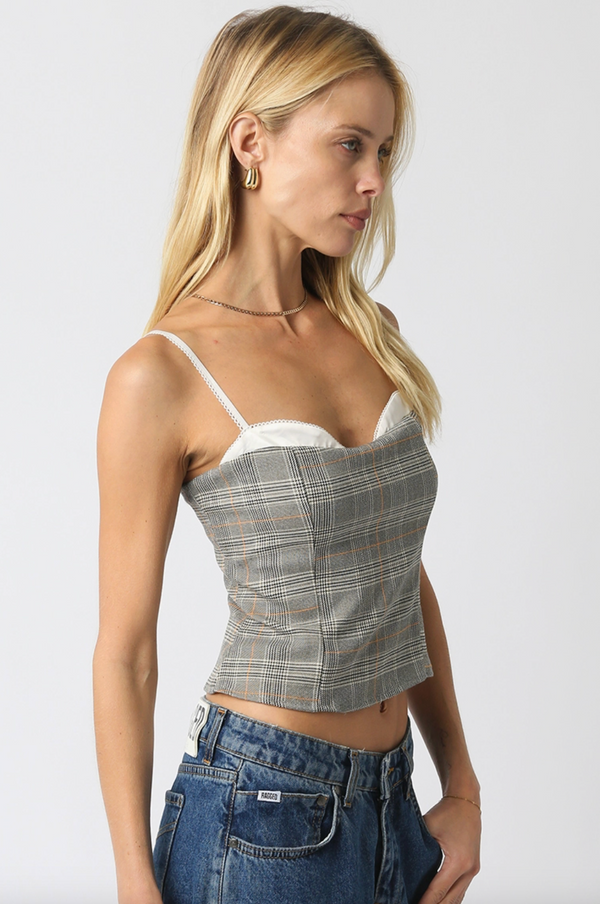 The Sammie Gray Plaid Peek-A-Boo Top