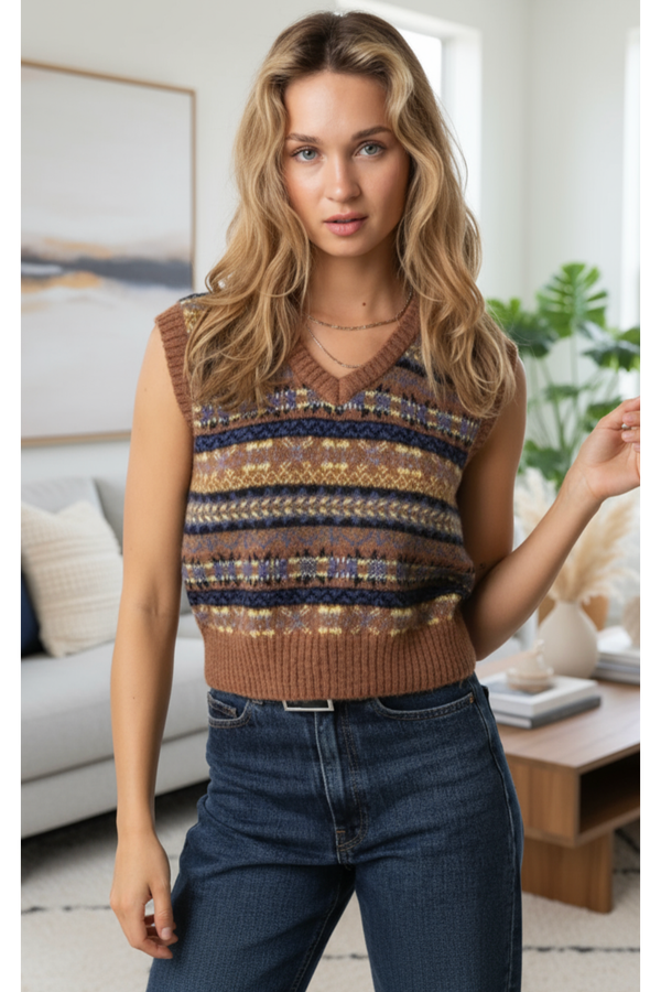 The Miley Brown Multi Knit Vest