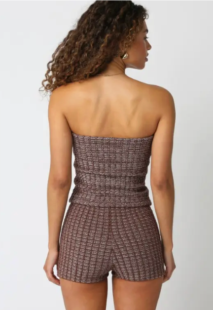 The Mikayla Brown Two Piece Tweed Knit Set