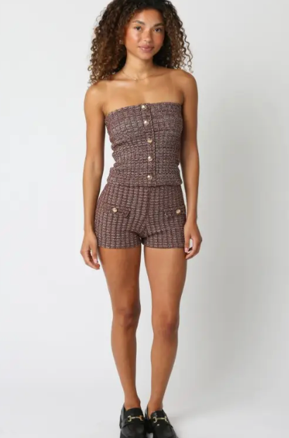 The Mikayla Brown Two Piece Tweed Knit Set