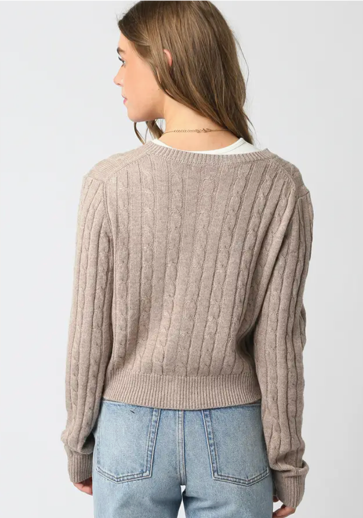 The Tracy Beige Knit Cropped Cable Knit Cardigan