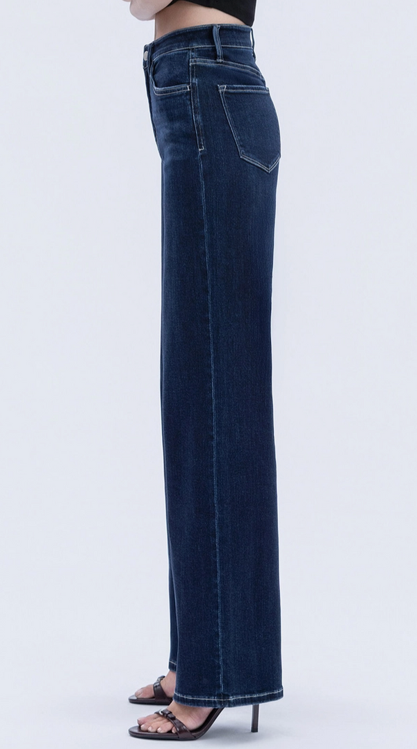 The Dylan Dark Wash High Rise Wide Leg Stretch Jeans