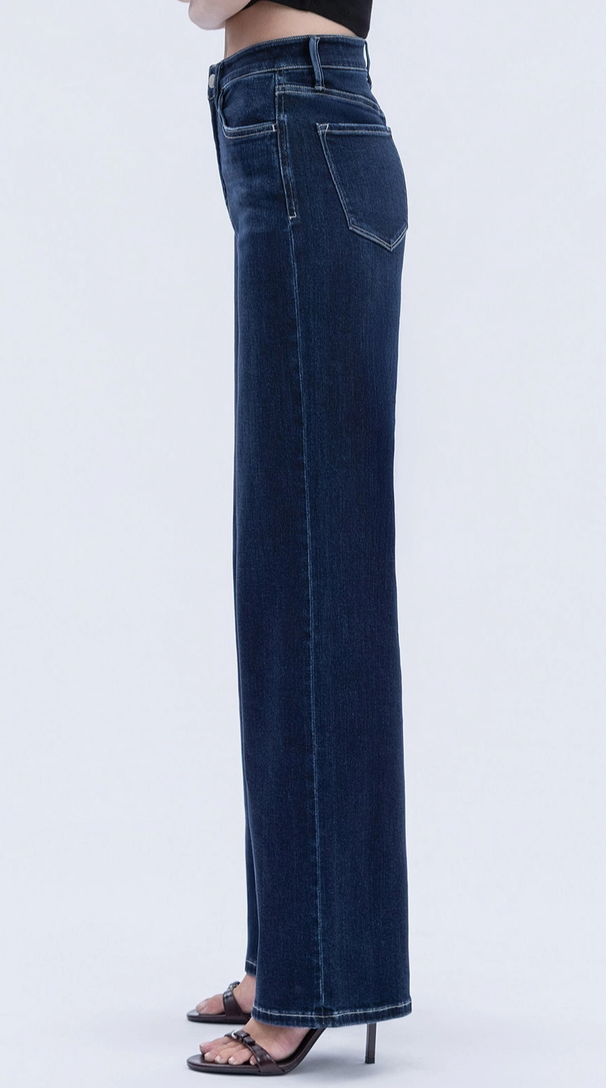 The Dylan Dark Wash High Rise Wide Leg Stretch Jeans