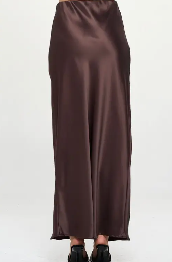 The Martina Brown Satin Maxi Skirt