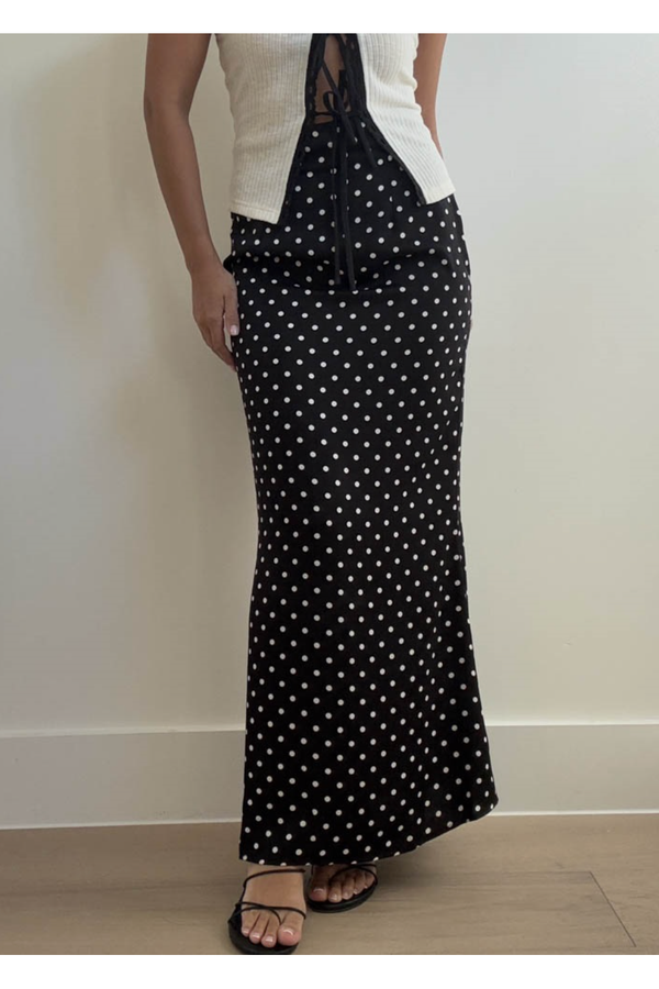 The Minnie Black Polka Dot Maxi Skirt