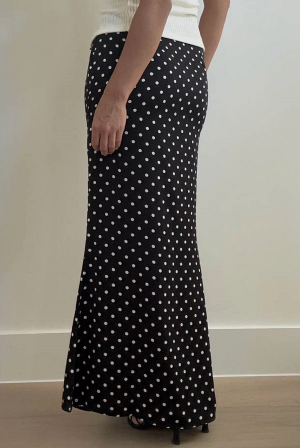 The Minnie Black Polka Dot Maxi Skirt