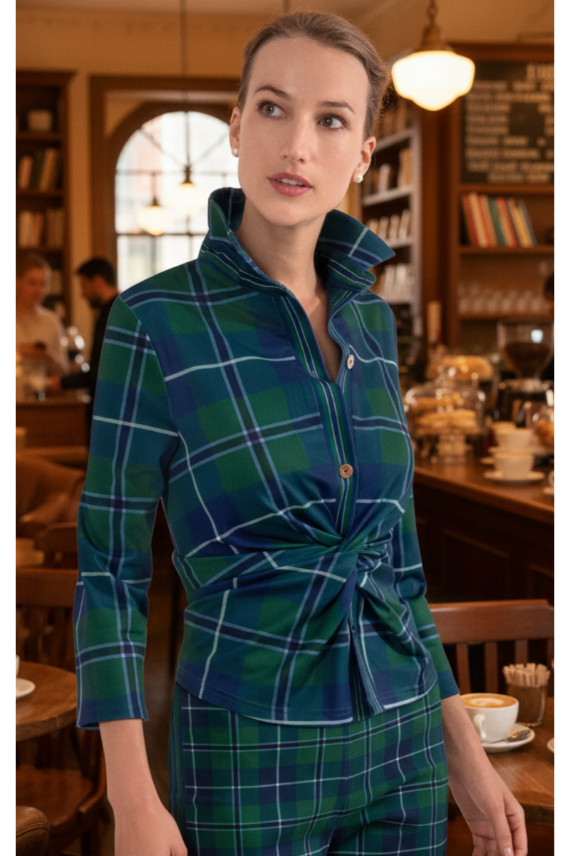 The Twist Green Plaid Top