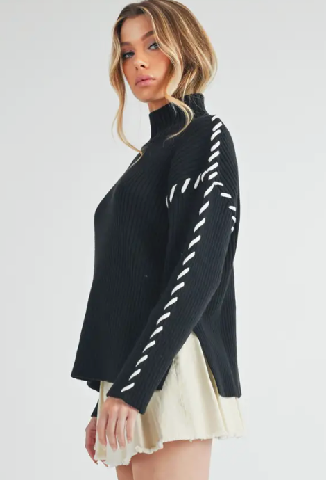 The Whipstitch Black Mock Turtleneck Sweater