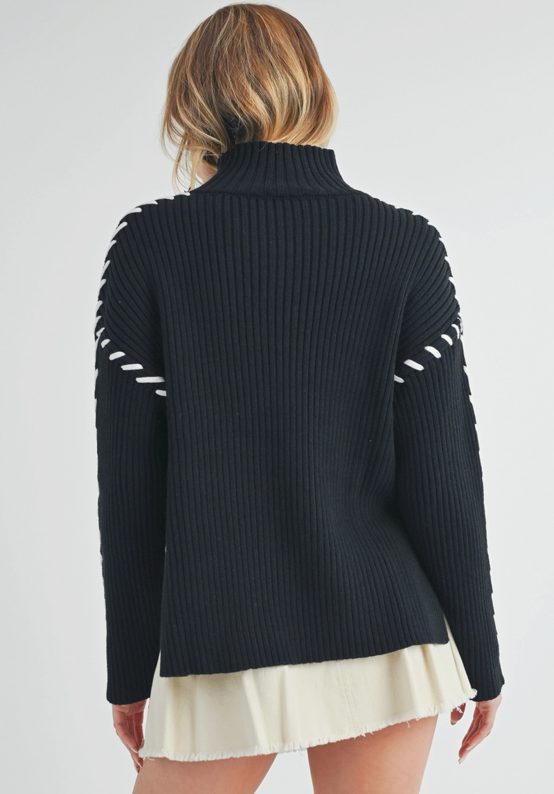 The Whipstitch Black Mock Turtleneck Sweater