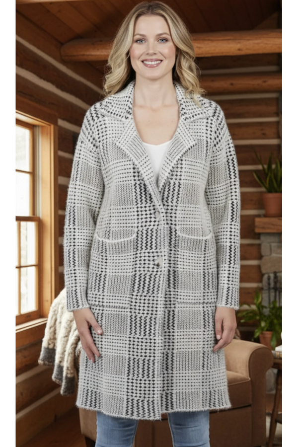 The Hanover Blue/Ivory Plaid Coatigan