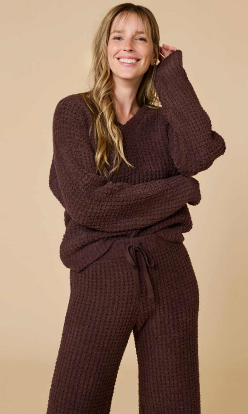 The Marshmallow Waffle Olive Two Piece Lounge Set