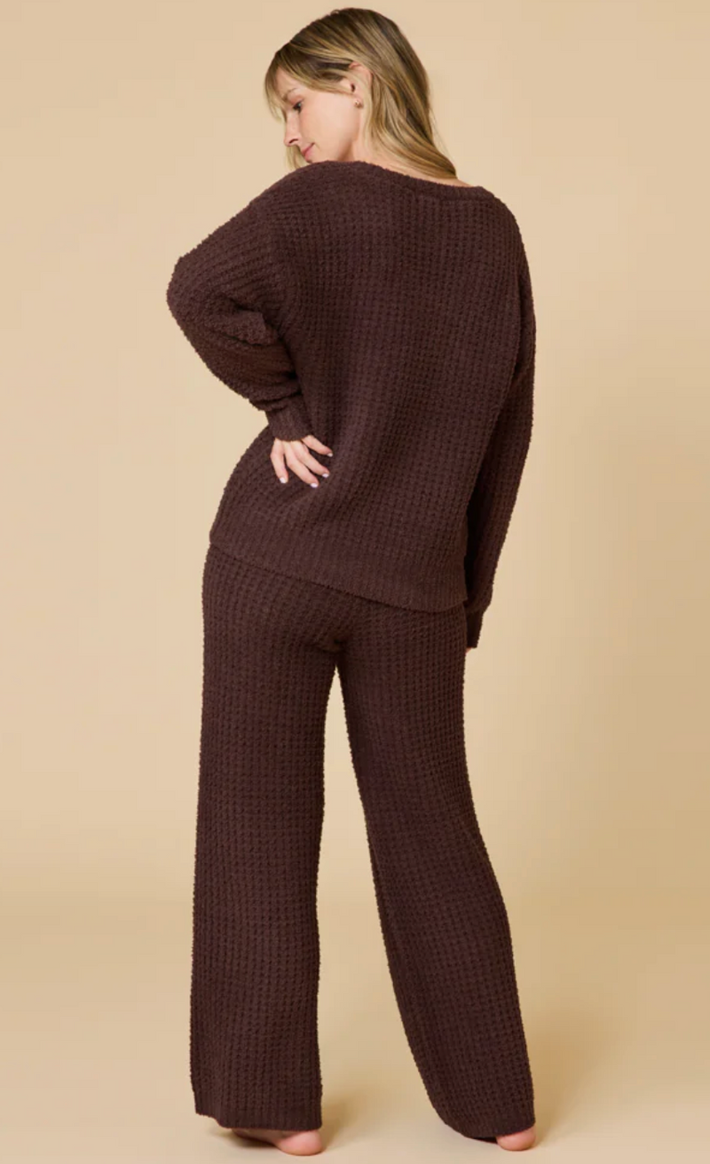 The Marshmallow Waffle Olive Two Piece Lounge Set