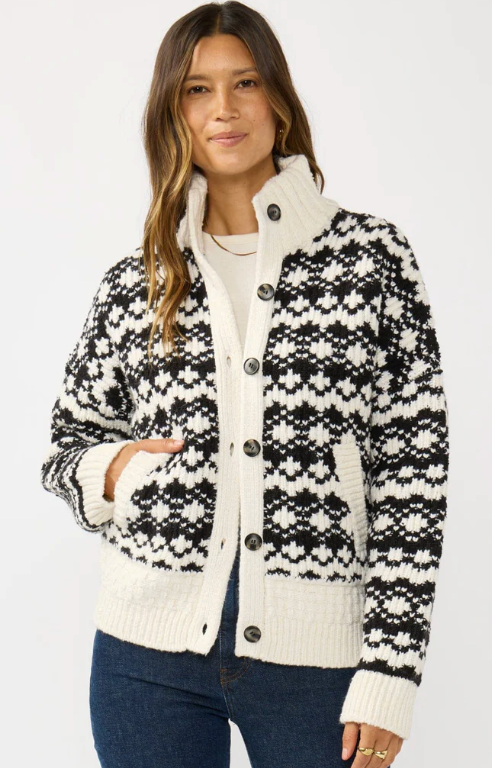 The Summit Ivory/Black Geo Pattern Knit Jacket