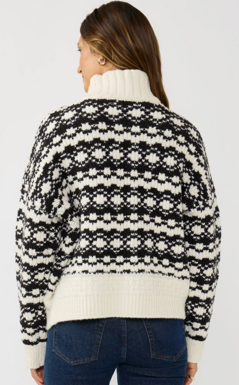 The Summit Ivory/Black Geo Pattern Knit Jacket