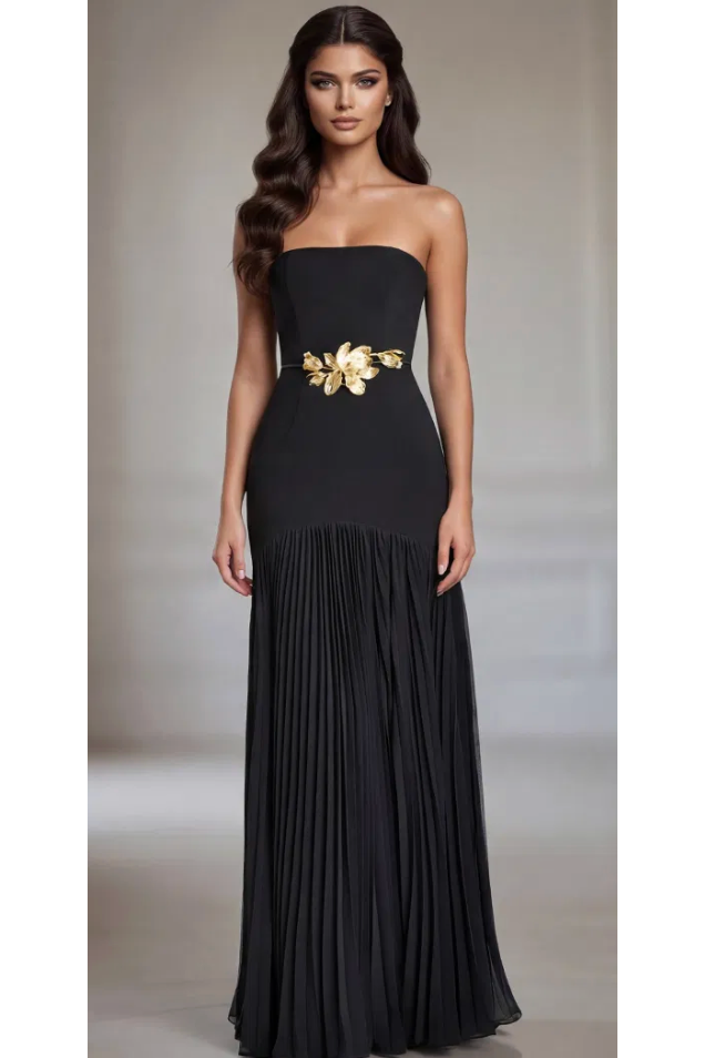 The Jovani 47000 Black Strapless Floral Waist Detail Gown 8 The Jovani 47000 Black Strapless Floral Waist Detail Gown 8