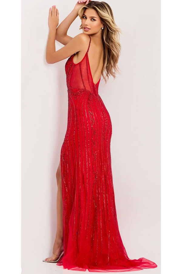 The Jovani 43221 Red Beaded Gown – Cason Couture