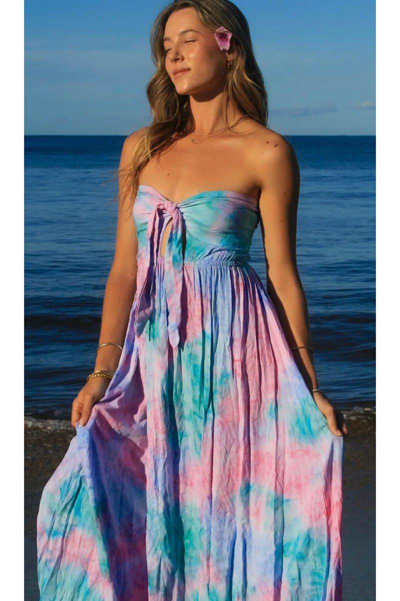 tie dye blue and pink dress Penny Dress Blue Hot Pink Tie Dye