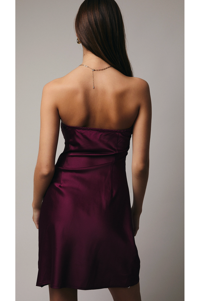 scarlett satin mini dress Scarlett Pleated Off-The-Shoulder Mini Dress in Duchess Satin