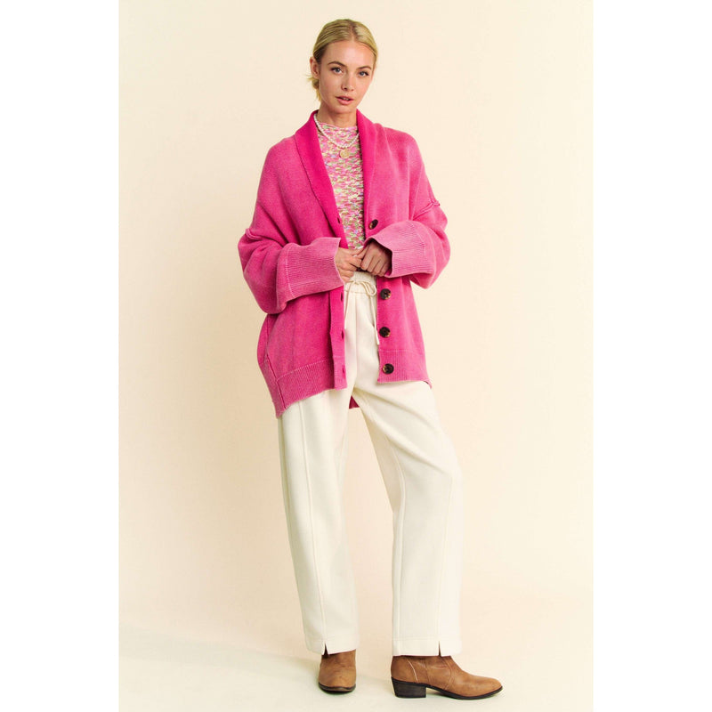 The XOXO Hot Pink Shawl Collar Cardigan