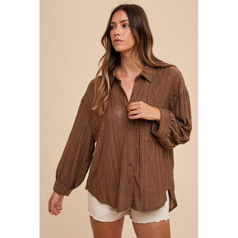 The Openwork Brown Button Down Shirt