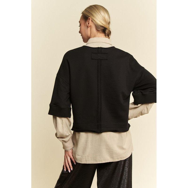 The Marni Black Layered French Terry Contrast Top