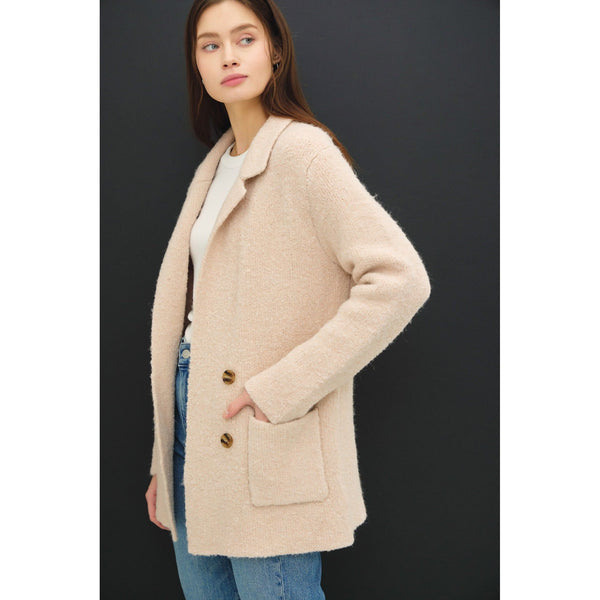 The Conway Beige Textured Knit Coatigan