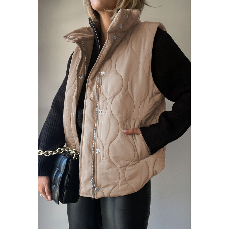 The Replay Quilted Collared Neck Vest with Pockets in Several Colors