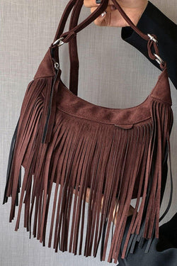 The Boho Vegan Suede Fringe Shoulder Bag