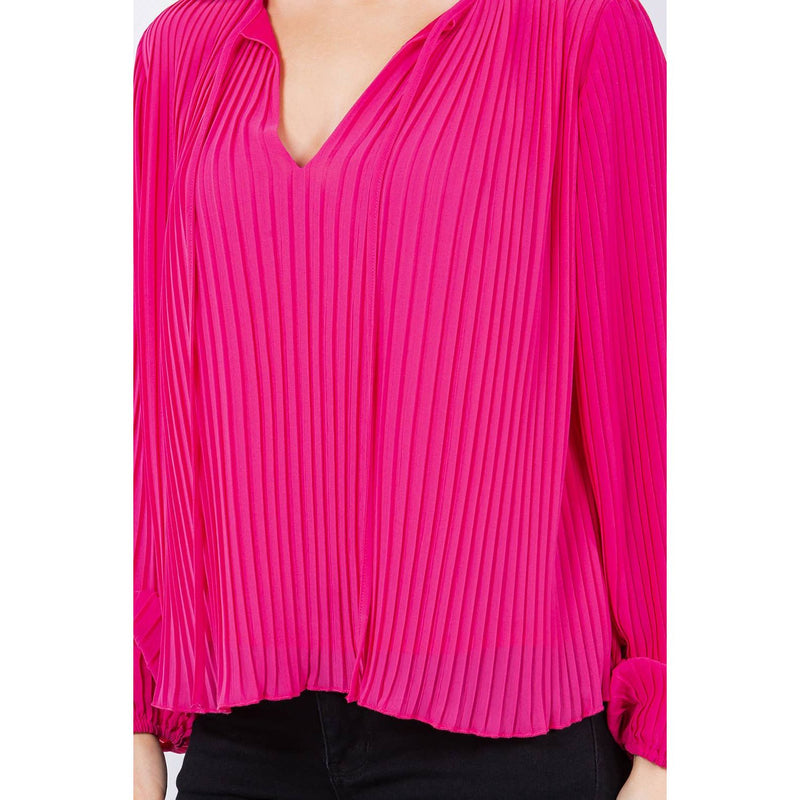 The Iva Fuchsia Pleated Top