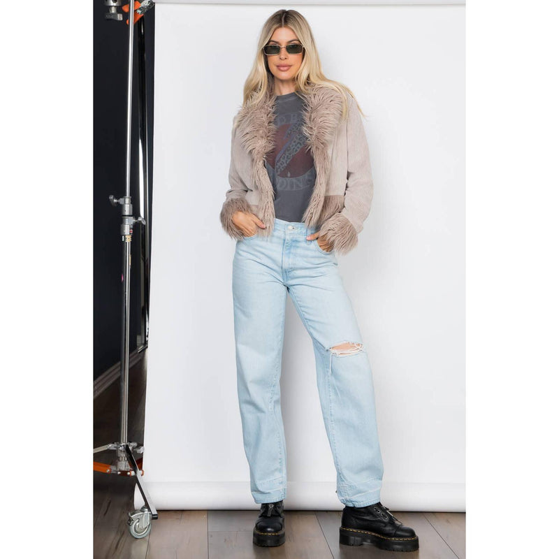 The Palermo Taupe Fur Trim Jacket