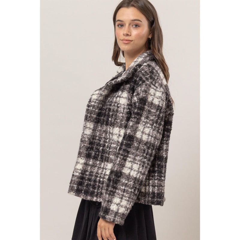 The Hayride Black Plaid Cozy Jacket with Pockets