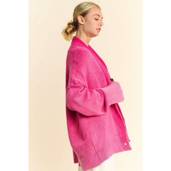 The XOXO Hot Pink Shawl Collar Cardigan