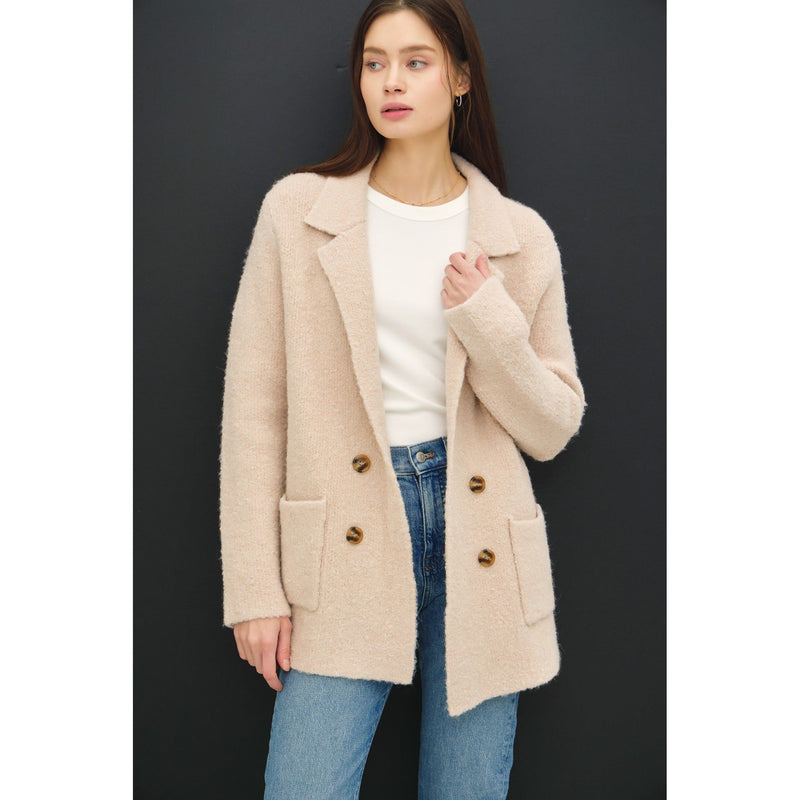 The Conway Beige Textured Knit Coatigan