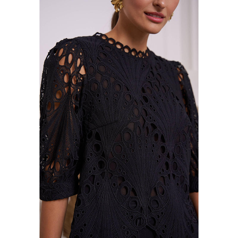 The Karma Black Guipure Lace Top