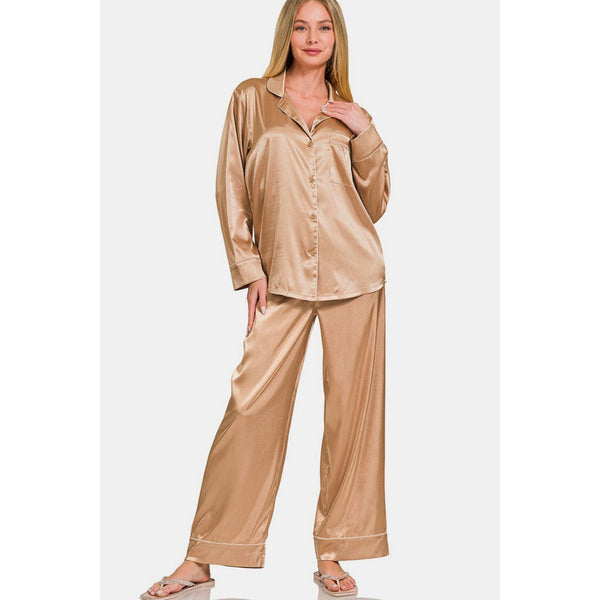 The Satin Pajama Set In Champagne