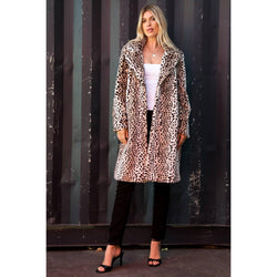 The Vento Leopard Print Faux Fur Coat