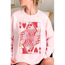 The Champagne Queen of Hearts Graphic Sweatshirt in Pink, Gray, Sand or White