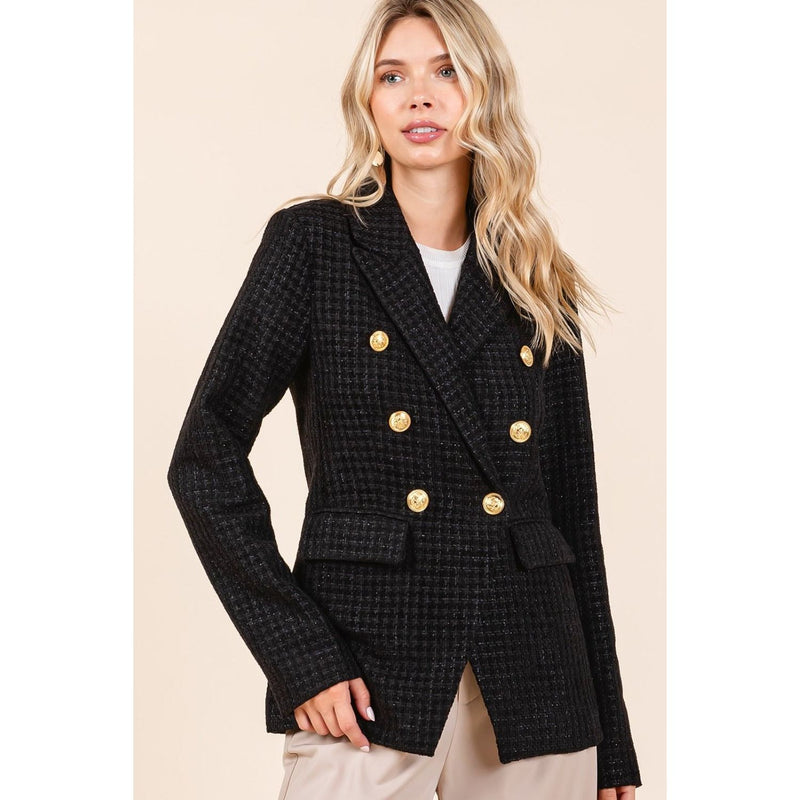 The Olivier Black Tweed Double-Breasted Blazer